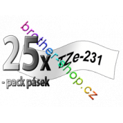 pack TZe-231 černá/bílé páska originál BROTHER TZE231pack25